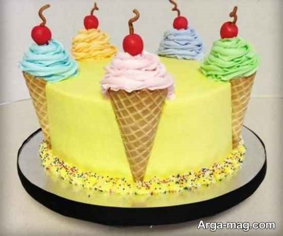 مدل دیزاین کیک با قیف بستنی
