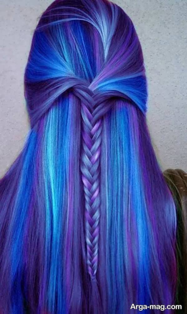 ایده هایی زیبا از شینیون مو با رنگ آبی