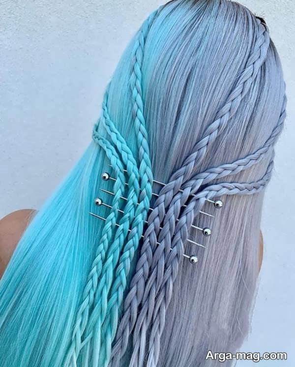 طرح هایی دوست داشتنی از شینیون موهای آبی