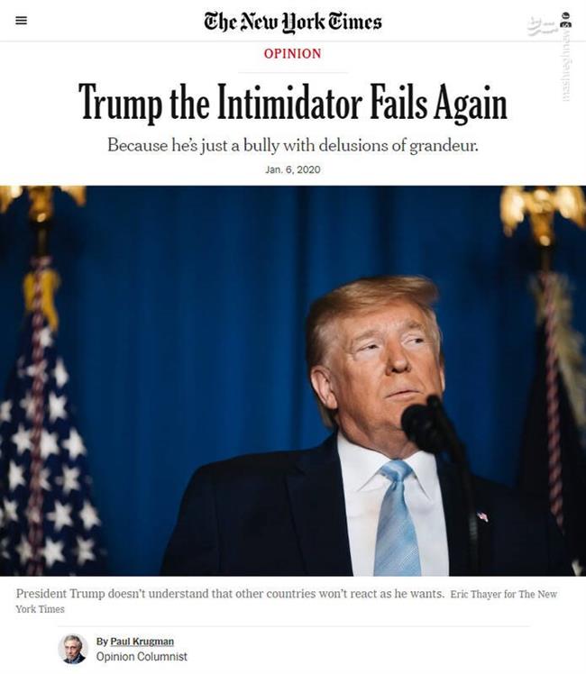 نیویورک‌تایمز: ترامپِ شاخ‌وشانه‌کش با ترور سلیمانی شکست خورد +عکس و فیلم