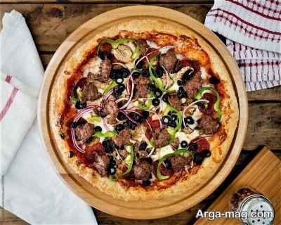 طرز تهیه پیتزا گوشت و زیتون