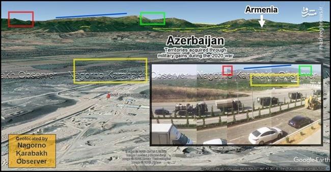 نگاهی به آخرین وضعیت نقل و انتقال نیرو توسط ارمنستان و جمهوری آذربایجان/ نشانه‌گذاری تجهیزات نظامی باکو، یادآور حمله روسیه به اوکراین؟ +نقشه و تصاویر