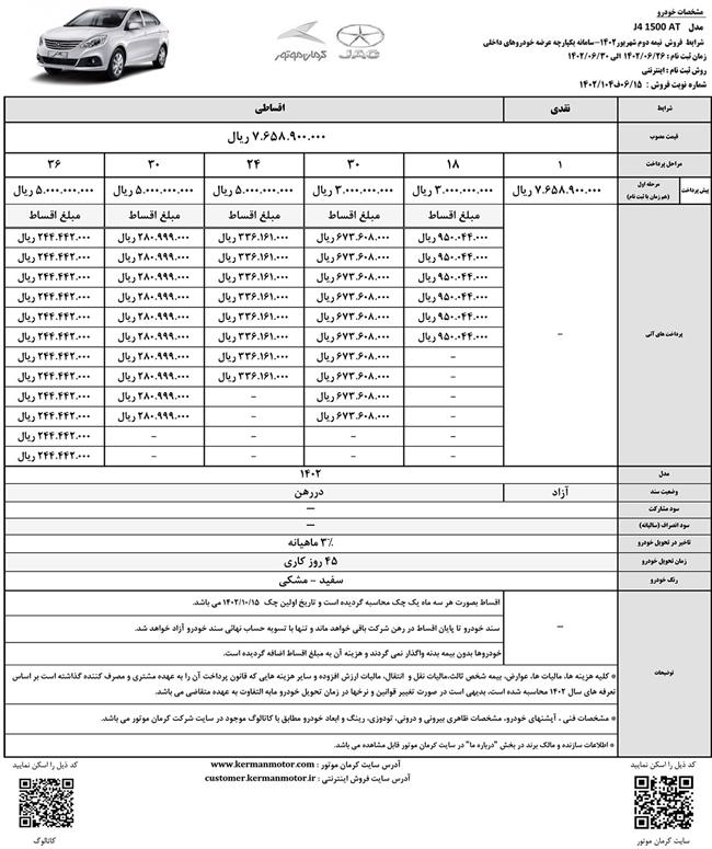 شرایط فروش نقد و اقساط J4