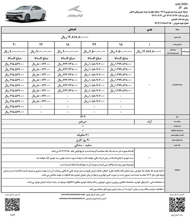 شرایط فروش نقد و اقساط J7