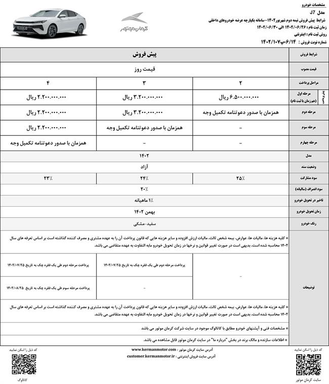 شرایط پیش فروش J7