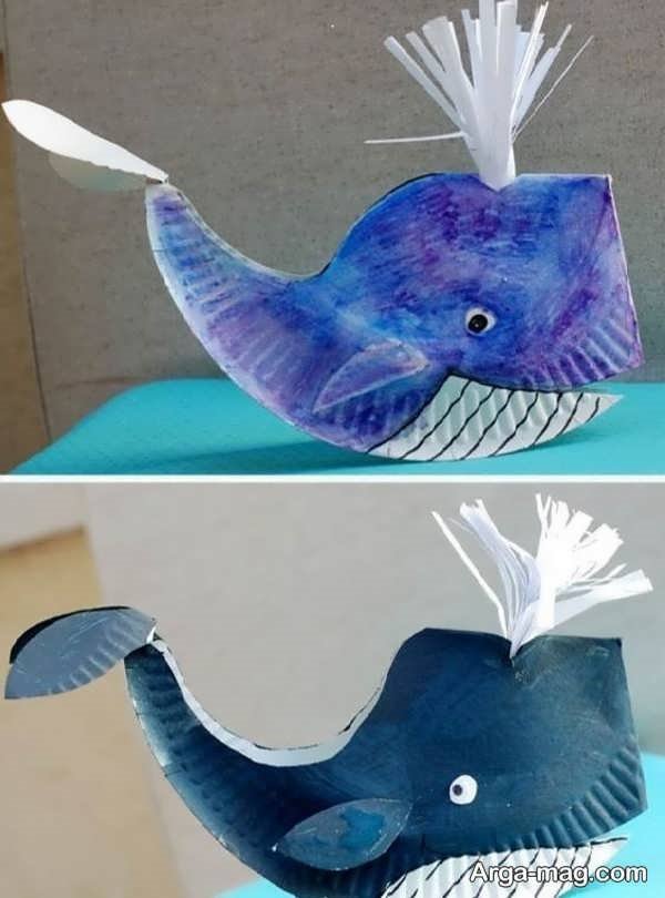 انواع کار هنری با وسایل دور ریختنی به شکل نهنگ