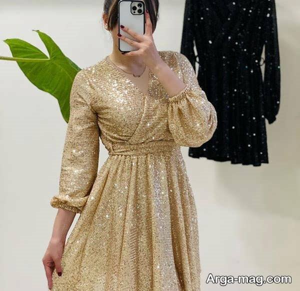 مدل لباس شب کوتاه در رنگ زیبا