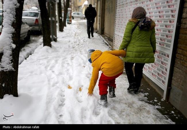 بارش برف در همدان