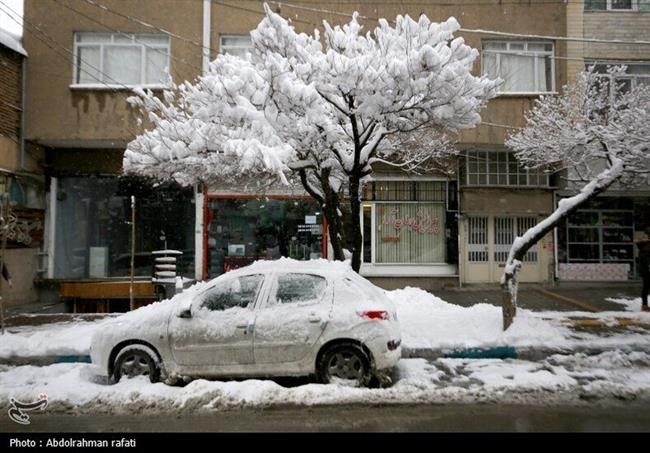 بارش برف در همدان