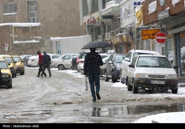 بارش برف در همدان