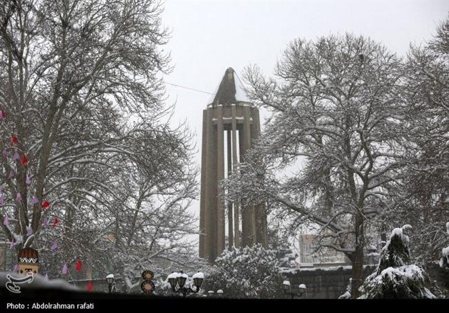 بارش برف در همدان