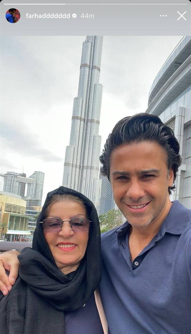عکس؛ گشت‌وگذار فرهاد مجیدی و مادرش در دبی