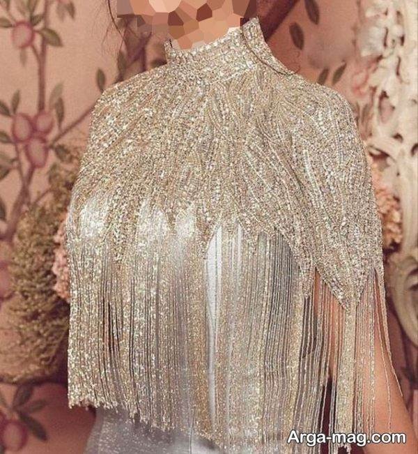 مدل زیبا جواهردوزی روی پیراهن مجلسی