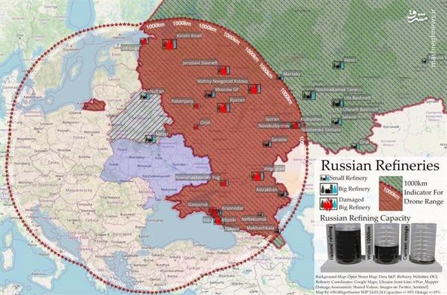 نگاهی به حملات پهپادی اوکراین به پالایشگاه‌های نفتی روسیه/ چرا آمریکا با حمله به خاک اصلی روسیه مخالف است؟ +نقشه و تصاویر