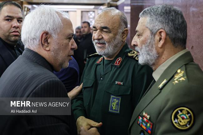 چه کسانی در مراسم ترحیم شهید امیرعبداللهیان شرکت کردند؟/ جواد ظریف در کنار فرماندهان نظامی +عکس