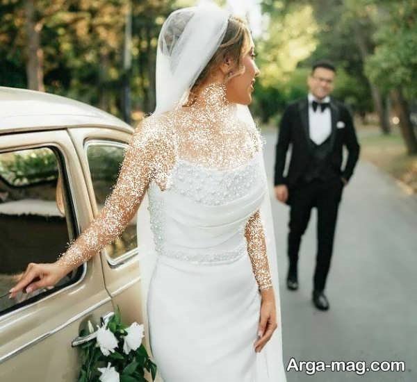 متفاوت ترین لباس عروس مروارید دوزی شده