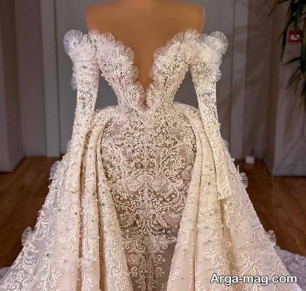 لباس عروس زیبا مرواریدی
