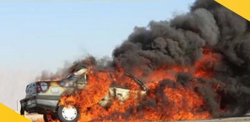 دستبند پلیس بر دستان عاملان آتش سوزی خودرو شاسی بلند