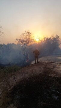 بخشی از مراتع پارک ملی کرخه دچار آتش سوزی شد