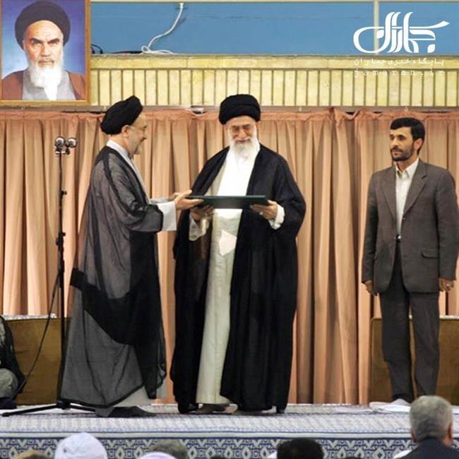 تصاویر دیدنی از مراسم تنفیذ آیت الله هاشمی، خاتمی و احمدی نژاد /سیداحمد خمینی هم بود  /رجایی در جماران کارش را آغاز کرد