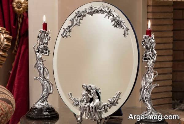 آینه شمعدون نقره با کلی تنوع