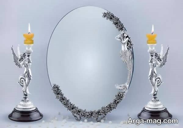 آینه شمعدان زیبا و جدید با متریال نقره