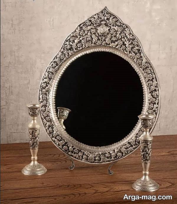 آینه شمعدان لوکس با متریال نقره