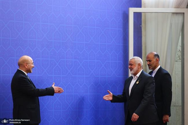 عکسی از آخرین خوش و بش محمدباقر قالیباف و اسماعیل هنیه /اینجا مجلس ایران است