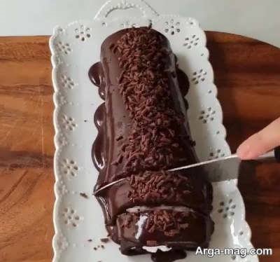 طرز تهیه رولت بیسکوییتی با گاناش شکلاتی