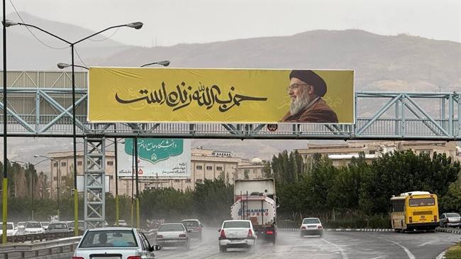 عکس سیدحسن نصرالله در خیابانهای تهران / حزب الله زنده است
