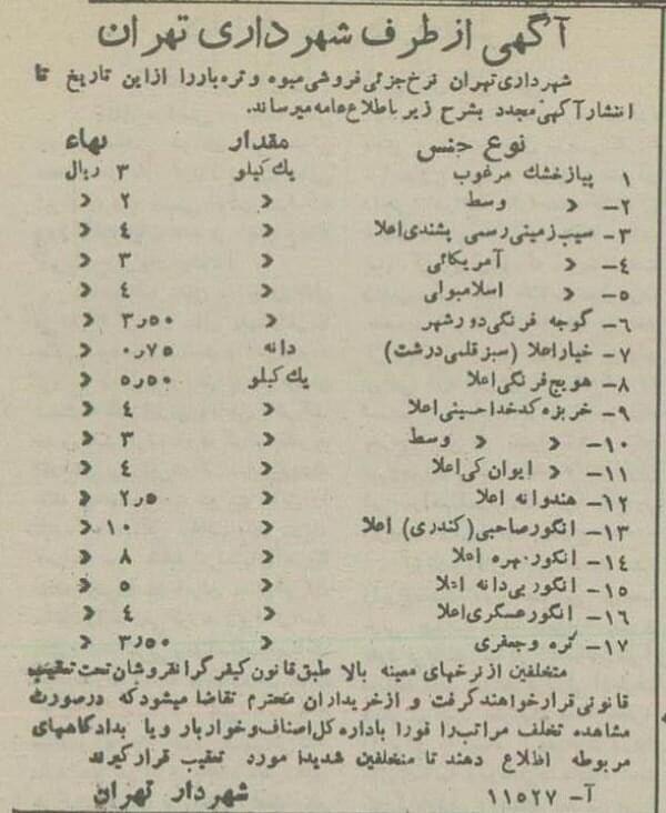 قیمت انواع میوه و صیفی‌جات در تره‌بار تهران 70سال قبل +عکس