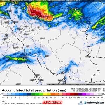 پیش‌بینی سامانه‌های جهانی هواشناسی از بارش‌های سنگین در این مناطق ایران/ نقشه بارش‌ها