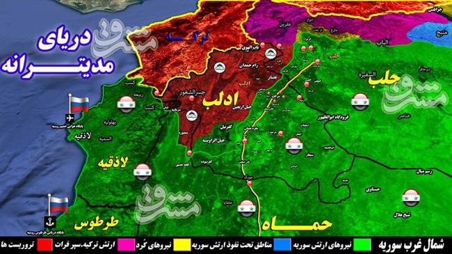 آخرین تحولات شمال سوریه یک هفته پس از شعله‌ور شدن درگیری‌ها / تروریست‌ها چقدر از مساحت استان حلب، ادلب و حماه را در اشغال دارند؟ + نقشه میدانی