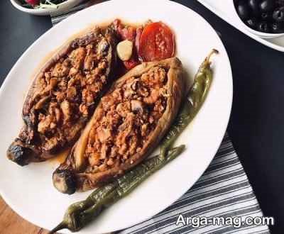 بادمجان شکم پر با سویا
