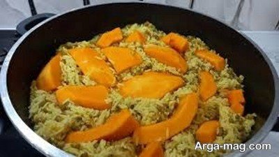 ماش پلو با کدو حلوایی خانگی