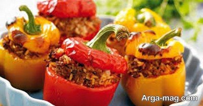 مواد خوراک گوشت با فلفل دلمه ای