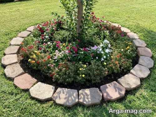 دیزاین دور درخت با سنگ ریزه