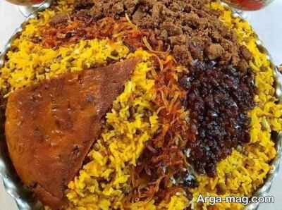 عدس پلو با گوشت چرخ کرده با زعفران