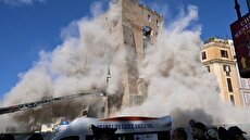 ریزش بخشی از یک برج قرون وسطایی در رم (فیلم)