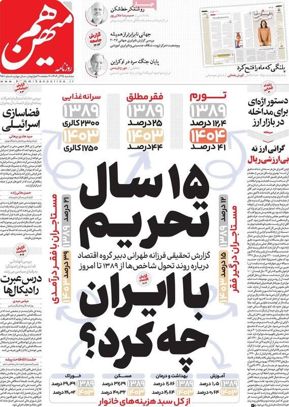 سانسور تحریم‌های پسا فتنه توسط روزنامه هم‌میهن/ راه‌حل کاهش قیمت دلار مذاکره با آمریکا و اصلاحات اساسی است!