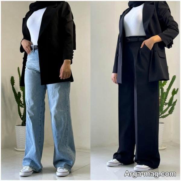 استایل با شلوار واید با ایده زیبا