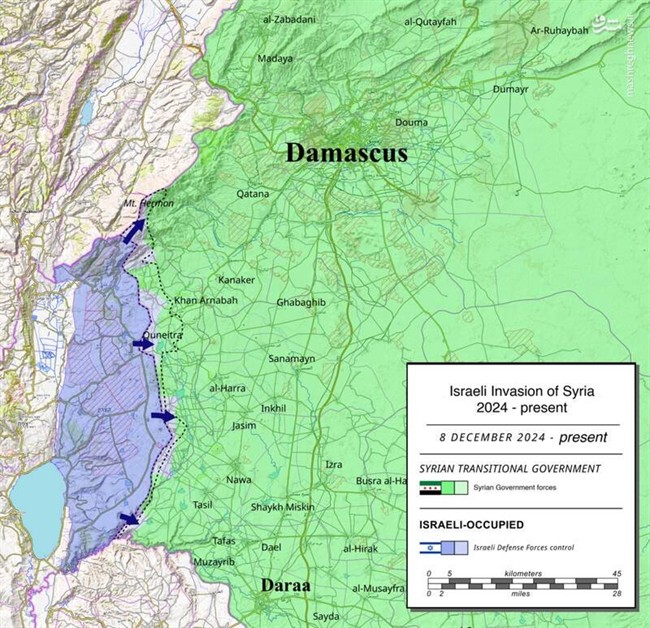 ناتوانی جولانی و حامیانش در جلوگیری از اشغالگری اسرائیل/ رژیم صهیونیستی و تلاش برای اتصال جولان به کردستان عراق +تصاویر